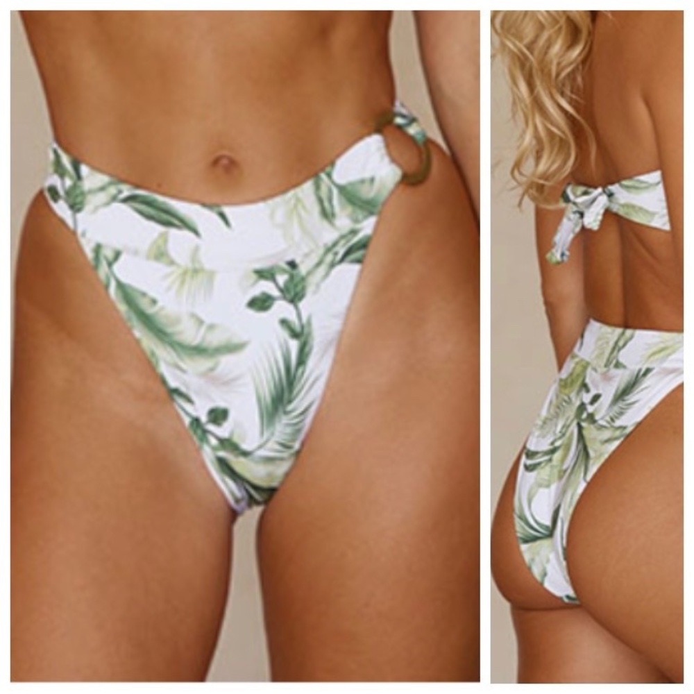 NWT Monday Swimwear Antigua Bottoms Swimsuit Bikini Gold Circle High Cut… - Picture 1 of 9